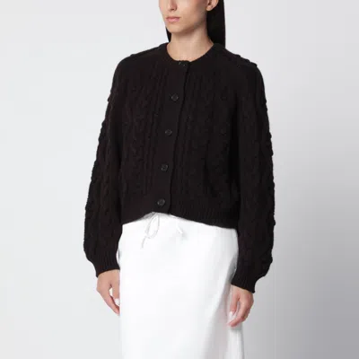 Lisa Yang Cropped Cable Knit Sweater Long Sleeves In Brown