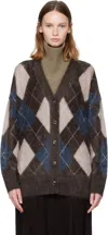 Lisa Yang Elaria Cardigan Wood/night Fall/sand/cream Brushed Argyle 0 In Multi