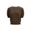 Lisa Yang Brown Fleece Wool T-shirt In Blue