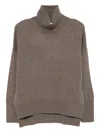 Lisa Yang Cashmere Sweater In Hazelnut Color With High Colla In Brown