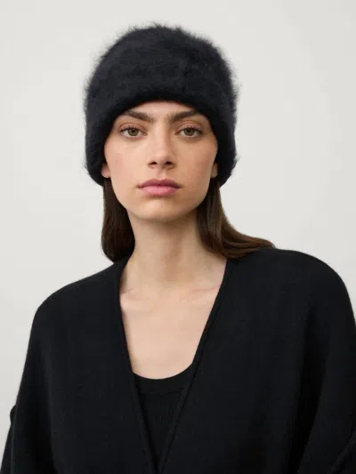 Lisa Yang Brushed Beanie In Black Brushed In Orange