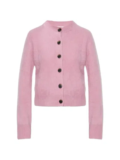 Lisa Yang Brushed Button Cardigan In Pink