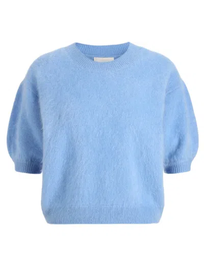 Lisa Yang Brushed Cashmere Crewneck Mini Sweater In Blue