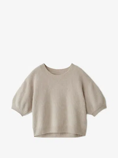 Lisa Yang Brushed Cashmere Crewneck Sweater In Beige