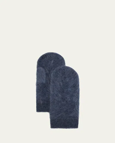 Lisa Yang Brushed Cashmere Mittens In Blue