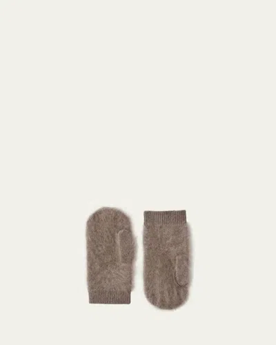 Lisa Yang Brushed Cashmere Mittens In Gray