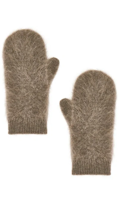 Lisa Yang Brushed Mittens In Brown