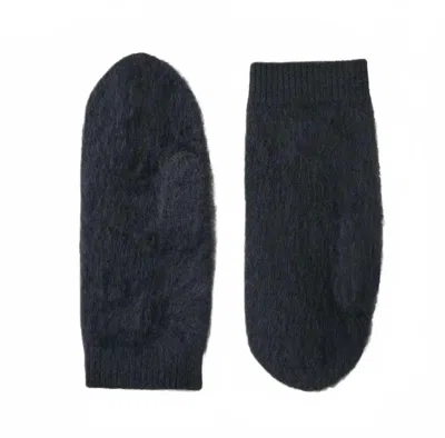 Lisa Yang Brushed Mittens In Black Brushed In Neutral