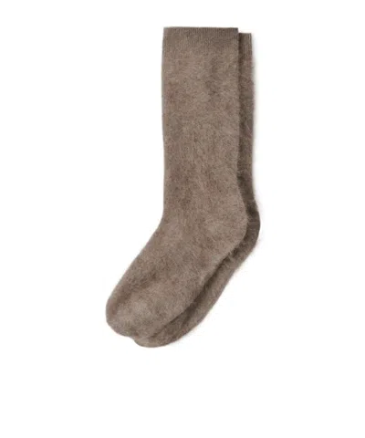 Lisa Yang Brushed-cashmere Socks In Brown