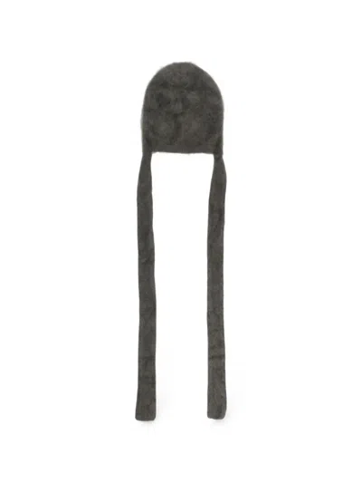 Lisa Yang Brushed-finish Tie-fastening Beanie Hat In Gray