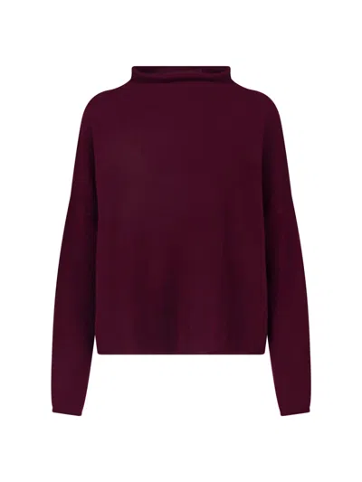 Lisa Yang Burgundy Cropped Boxy High-neck Knit Sweater In Purple