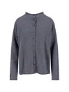 Lisa Yang Button-down Grey Knit Sweater With Cropped Silhouette In Gray