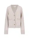 Lisa Yang Button-down Knit Cardigan With V-neckline In Neutral