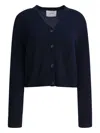 Lisa Yang Cropped Marion Cardigan With Deep V-neckline In Blue