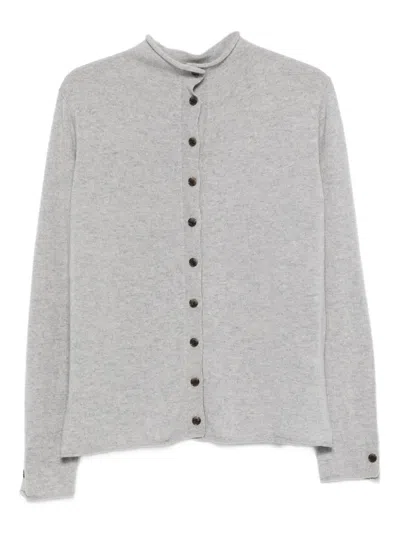 Lisa Yang Button Roll-neck Sweater In Gray
