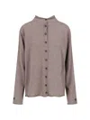 Lisa Yang Button-up Brown Sweater With Fine Knit Texture In Animal Print