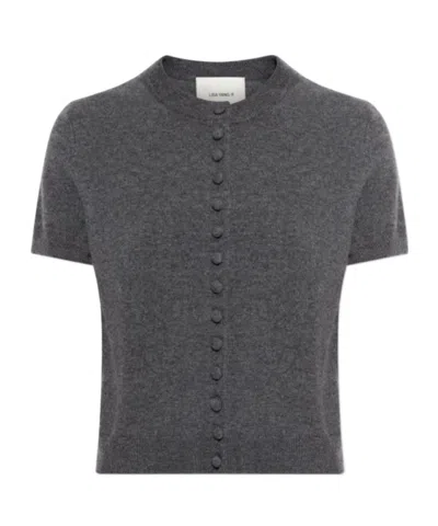 Lisa Yang Buttoned Short-sleeve Cardigan In Gray