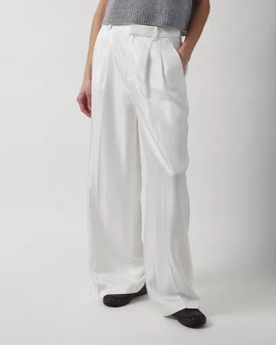 Lisa Yang Trousers Wide Leg Tailored Silk In White