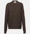 Lisa Yang Cable-knit Cashmere Polo Sweater In Brown