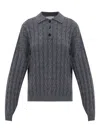 Lisa Yang Cable-knit Polo-neck Jumper In Gray