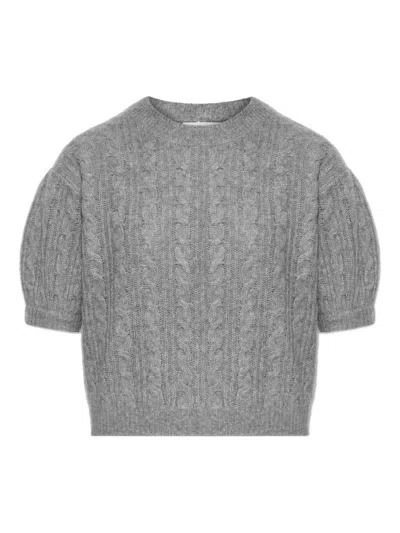 Lisa Yang Cable-knit Puff-sleeve Sweater