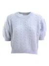 Lisa Yang Cable-knit Puff-sleeve Sweater In Blue
