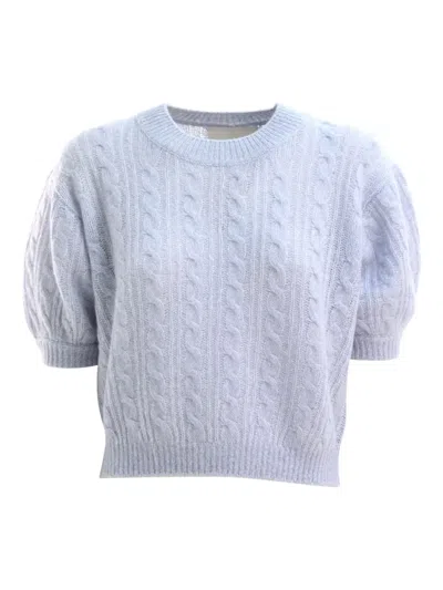 Lisa Yang Cable-knit Puff-sleeve Sweater In Blue