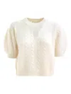 Lisa Yang Cable-knit Puff-sleeve Sweater In Neutral