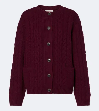 Lisa Yang Cable-knit Cashmere Cardigan In Burgundy