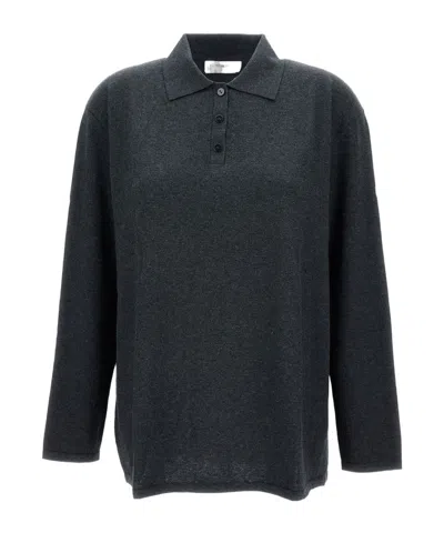 Lisa Yang Caisa Polo Knitted Top In Black