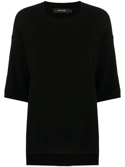 LISA YANG "CAMILLE" ROUND NECK SWEATER,202121 BLACK