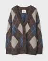 Lisa Yang Elaria Argyle Brushed Cashmere Cardigan In Brown