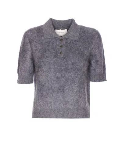 Lisa Yang Carolyn Short Sleeves Sweater In Gray
