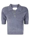 Lisa Yang Short Cashmere Polo Top With Classic Collar And Button Placket In Silver