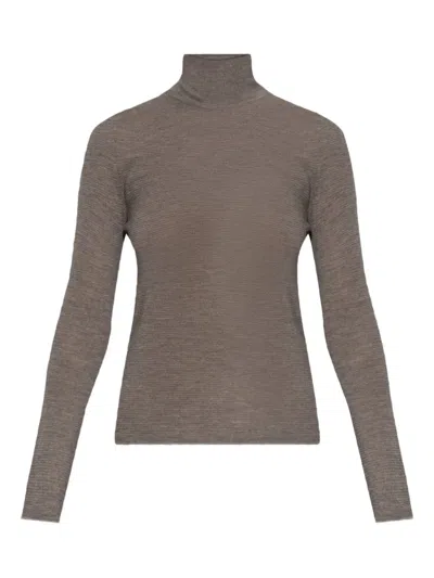 Lisa Yang Carolyn Turtleneck Long-sleeve Top In Brown