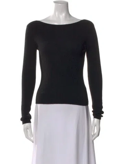 Pre-owned Lisa Yang Cashmere Bateau Neckline Sweater In Black