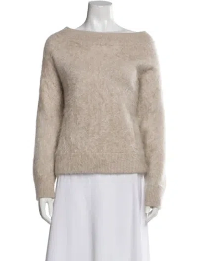 Pre-owned Lisa Yang Cashmere Bateau Neckline Sweater In Gray