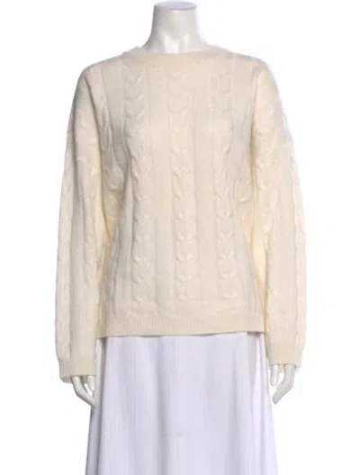 Pre-owned Lisa Yang Cashmere Bateau Neckline Sweater In Neutral