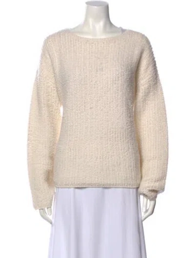 Pre-owned Lisa Yang Cashmere Bateau Neckline Sweater In Neutral