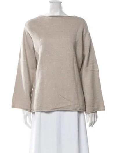 Pre-owned Lisa Yang Cashmere Bateau Neckline Sweater In Neutrals