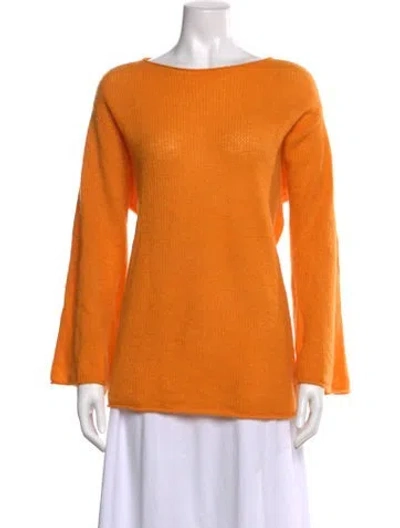 Pre-owned Lisa Yang Cashmere Bateau Neckline Sweater In Orange