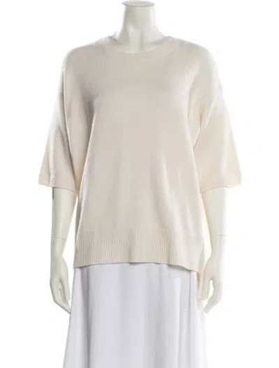 Pre-owned Lisa Yang Cashmere Bateau Neckline Sweater In White