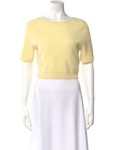 Pre-owned Lisa Yang Cashmere Bateau Neckline Sweater In Yellow