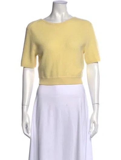 Pre-owned Lisa Yang Cashmere Bateau Neckline Top In Yellow