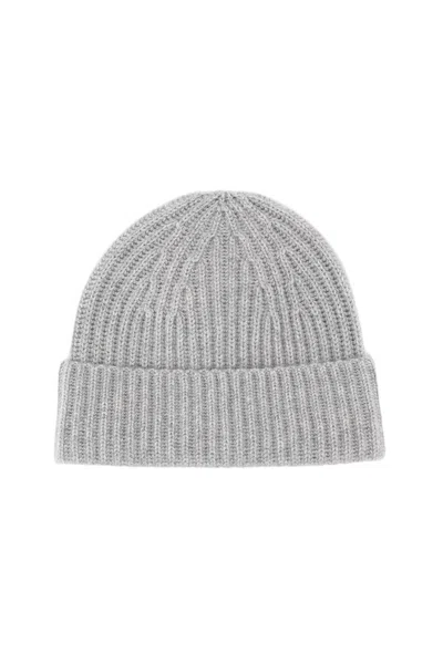 Lisa Yang Cashmere Beanie With Wide Ribbed Brim And Relaxed Fit In Grey