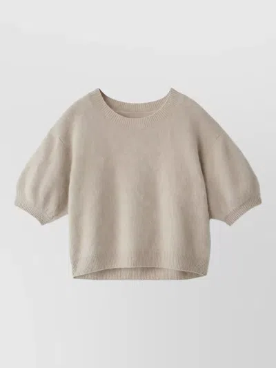 Lisa Yang Cashmere Brushed Crewneck Cropped Sweater In Neutral