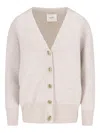 Lisa Yang Soft Beige Knit Cardigan With V-neckline And Button Closure In Neutral