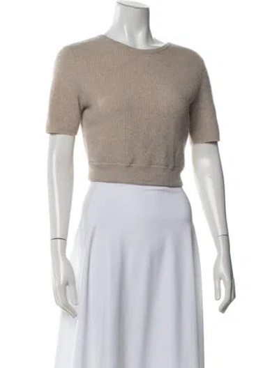 Pre-owned Lisa Yang Cashmere Crew Neck Crop Top In Neutrals