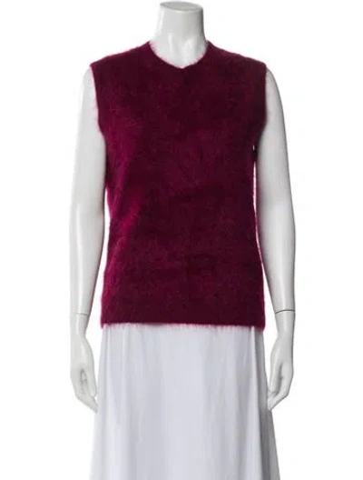 Pre-owned Lisa Yang Cashmere Crew Neck Sweater In Burgundy