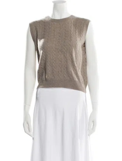 Pre-owned Lisa Yang Cashmere Crew Neck Sweater In Neutral